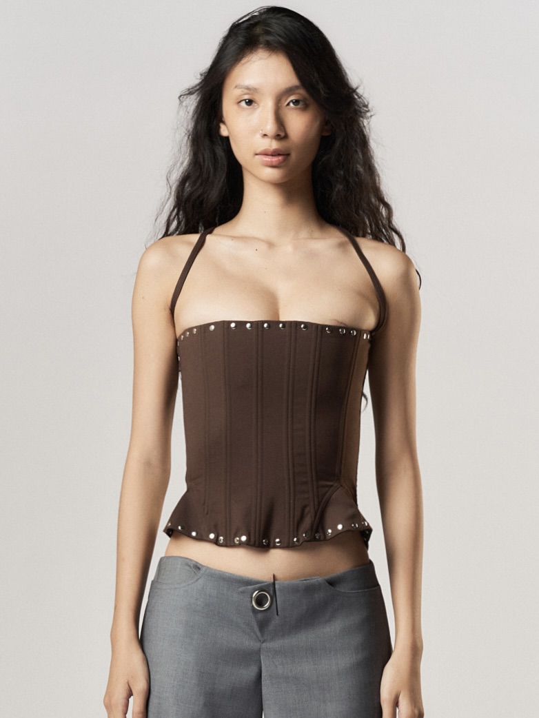 Picture of HALTER LACE UP DEVIL'S DELIGHT CORSET IN BROWN