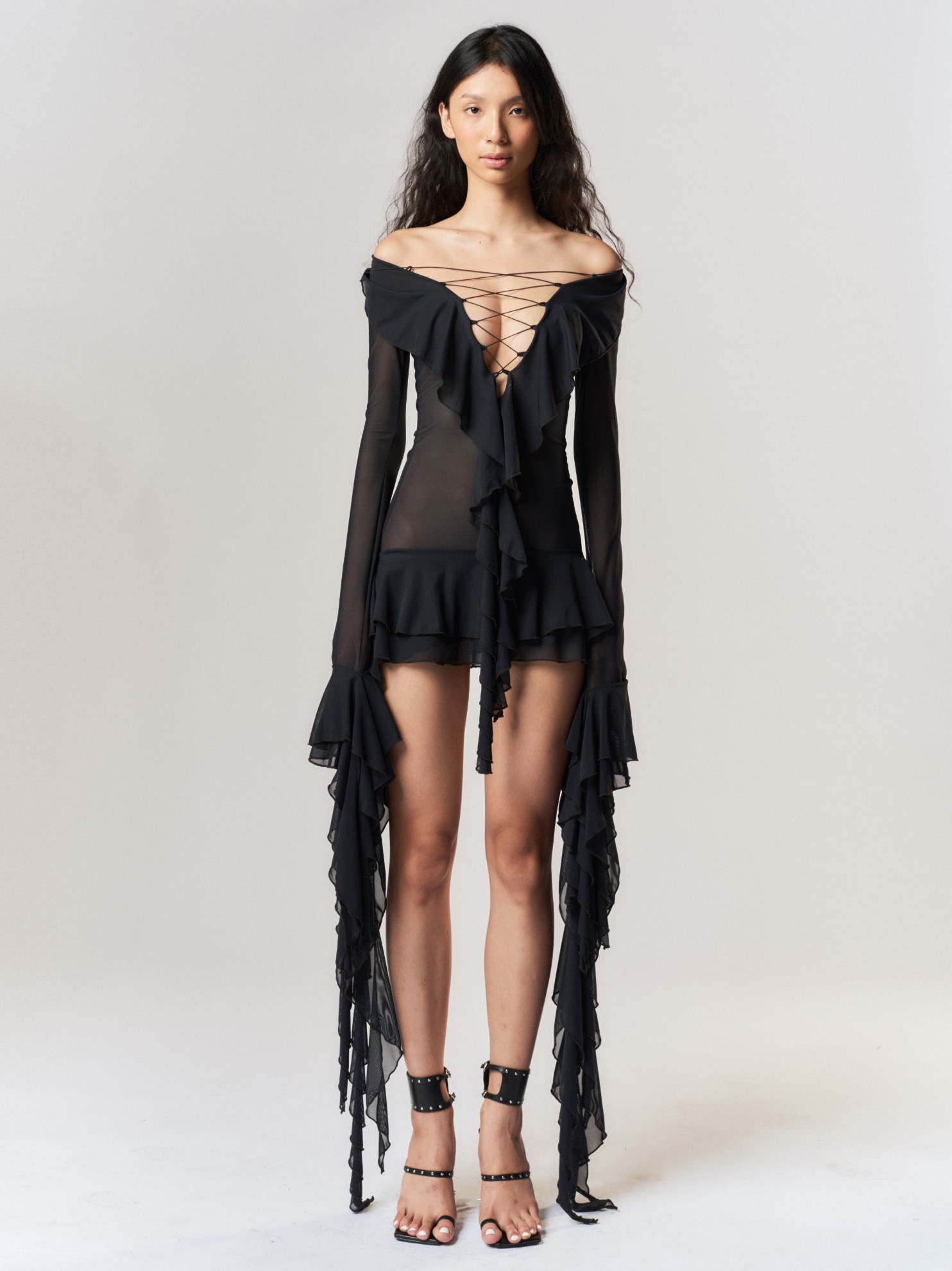 Picture of THE DANK LACE UP RUFFLE DRESS 