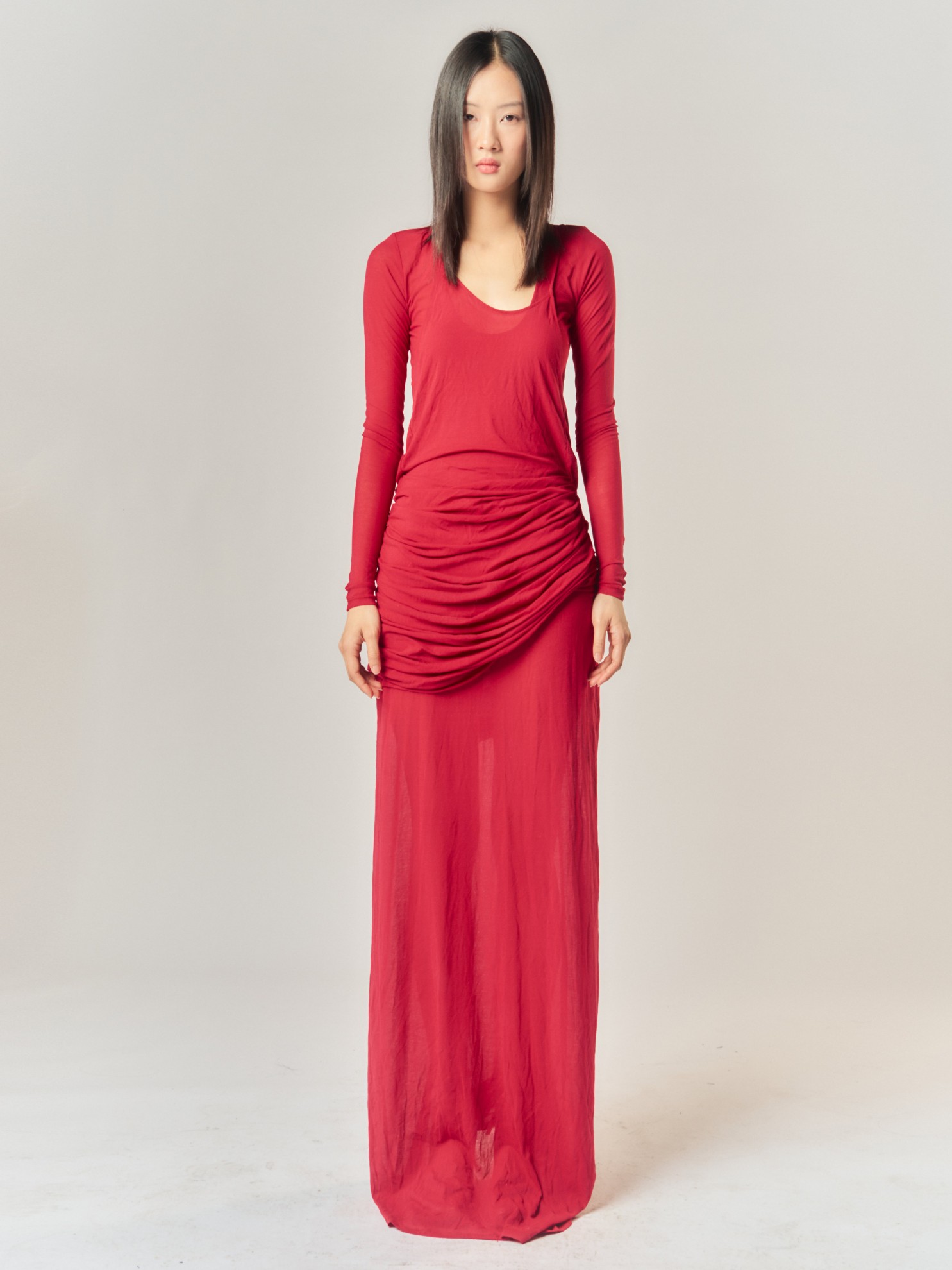 Picture of Draped Maxi Dress in Red