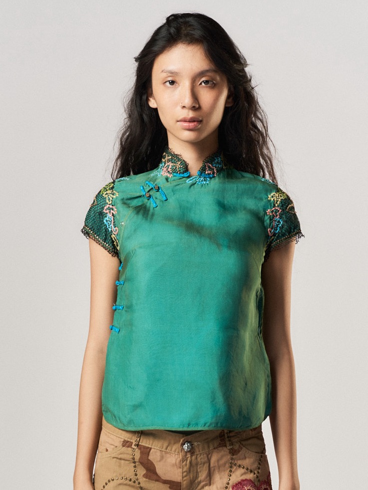 Picture of LUC NHO SHORT SLEEVES TOP in EMERALD