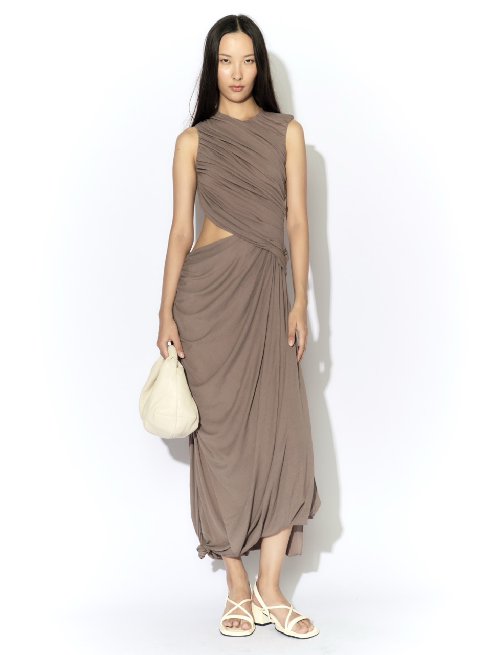 Picture of LONG DRAPED DRESS IN TAUPE