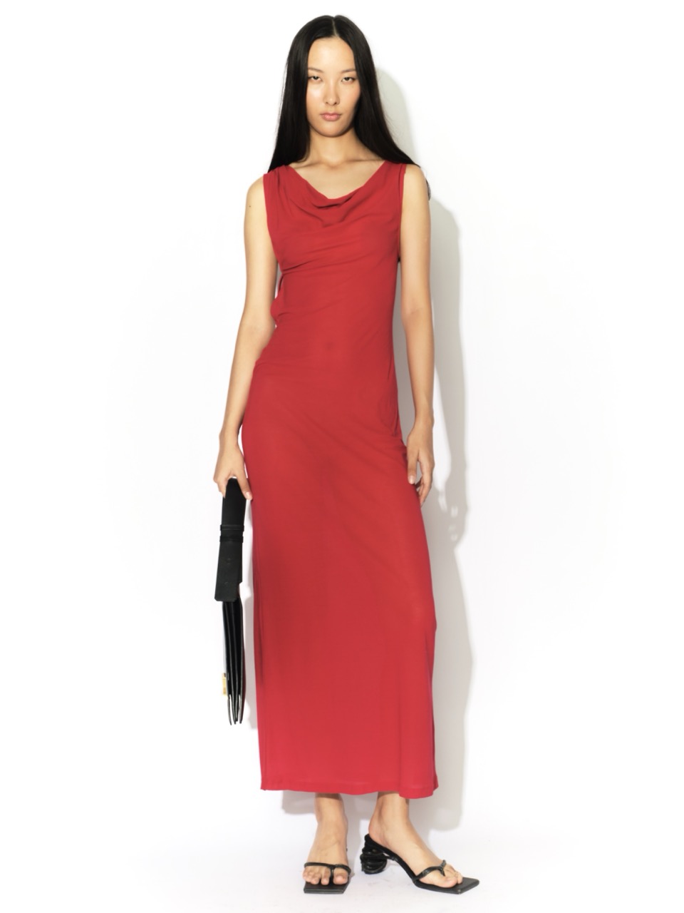 Picture of  COWLNECK JERSEY DRESS IN RED