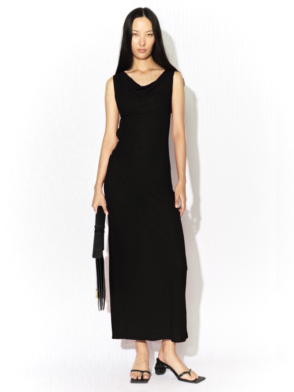 Picture of  COWLNECK JERSEY DRESS IN BLACK