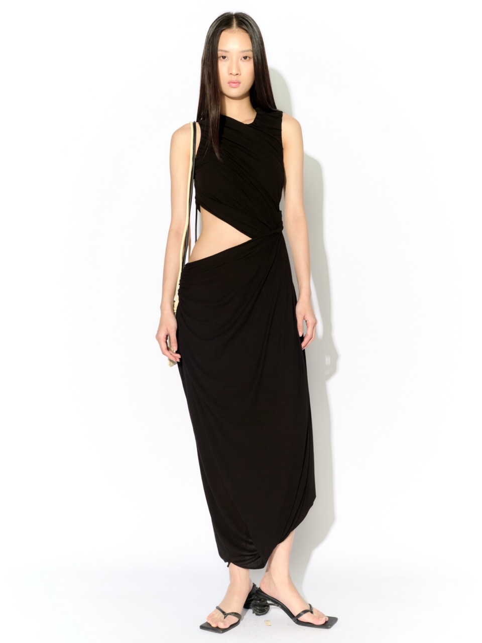 Picture of LONG DRAPED DRESS IN BLACK