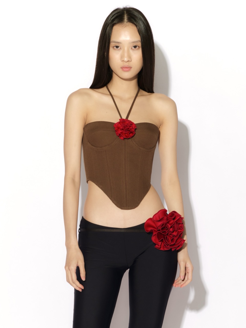 Picture of EXCLUSIVE FLOWER CORSET IN CHOCOLATE