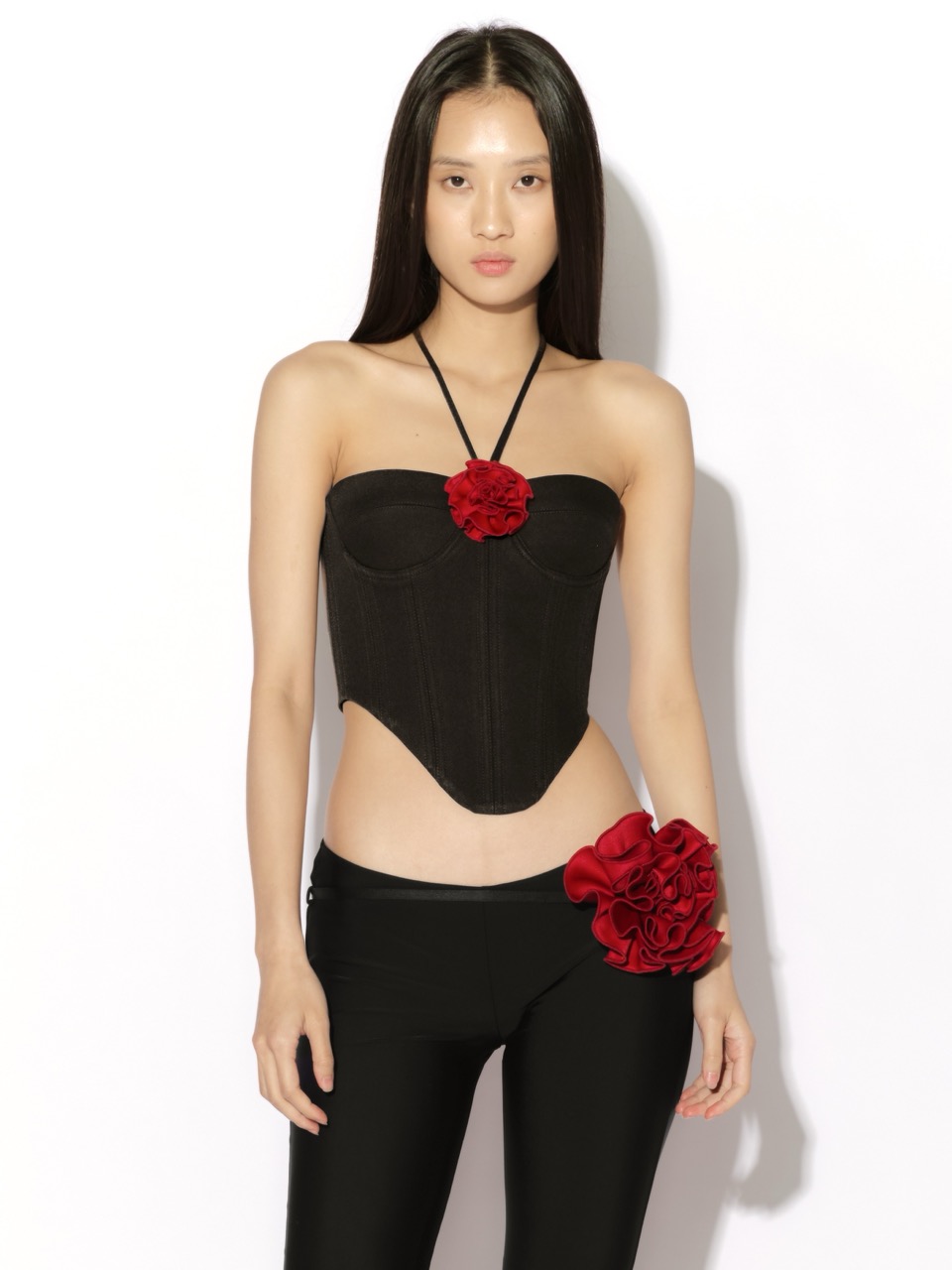 Picture of EXCLUSIVE FLOWER CORSET IN BLACK